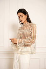 Afbeelding in Gallery-weergave laden, CHOKLATE PARIS - Polka dot lace blouse - CK08375: Ecru/Blanc / 1S-1M-1L