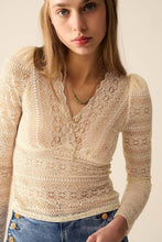 Afbeelding in Gallery-weergave laden, Q2—All Orders:Free Duties for the US,UK,and Canada - Romantic V-neck Lace Top With Long Sleeves in beige: BEIGE / L