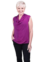 Afbeelding in Gallery-weergave laden, TINA Stephens Italy/Tees By Tina - Sarita Silk Drape Neck Top (BT212): 672 Fuchsia