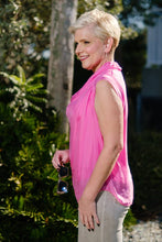 Afbeelding in Gallery-weergave laden, TINA Stephens Italy/Tees By Tina - Sarita Silk Drape Neck Top (BT212): 672 Fuchsia
