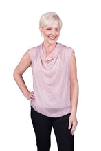 Afbeelding in Gallery-weergave laden, TINA Stephens Italy/Tees By Tina - Sarita Silk Drape Neck Top (BT212): 672 Fuchsia
