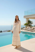 Afbeelding in Gallery-weergave laden, MOOYA - BOHEMIAN long dress with golden details DF8050: White