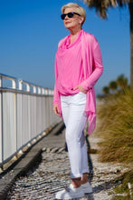 Afbeelding in Gallery-weergave laden, TINA Stephens Italy/Tees By Tina - Carla Open Cardi w/Silk Trim (CLS201): 672 Fuchsia