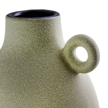 Afbeelding in Gallery-weergave laden, Gilde Handwerk Macrander GmbH & Co. KG - Tombos handle vase, green h.17 cm: Watertight / Verdure / Pottery