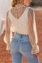 Afbeelding in Gallery-weergave laden, CHOKLATE PARIS - Polka dot lace blouse - CK08375: Ecru/Blanc / 1S-1M-1L
