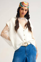 Afbeelding in Gallery-weergave laden, Q2—All Orders:Free Duties for the US,UK,and Canada - Soft Knit Sleeveless Cardigan Vest with Lace Trim: CREAM / ONE