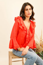 Afbeelding in Gallery-weergave laden, LÉA & LUC - Linen Ruffled Shirt REF. 12186: Blanc