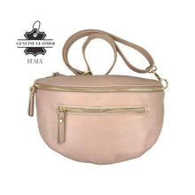 Afbeelding in Gallery-weergave laden, Chenson & Gorett - Large Italian Leather Women's Waist Bag with Front Pocket: Army Green