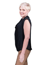 Afbeelding in Gallery-weergave laden, TINA Stephens Italy/Tees By Tina - Sarita Silk Drape Neck Top (BT212): 672 Fuchsia