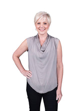 Afbeelding in Gallery-weergave laden, TINA Stephens Italy/Tees By Tina - Sarita Silk Drape Neck Top (BT212): 672 Fuchsia