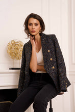 Afbeelding in Gallery-weergave laden, CHOKLATE PARIS - Multicolor tweed and sequin double-breasted blazer jacket - V2321Y: Black / 1 S - 1 M - 1 L - 1 XL
