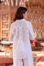 Afbeelding in Gallery-weergave laden, Attentif Paris - Solid Embroidered Cotton Shirt: Beige / Sx1 Mx1 Lx1
