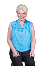 Afbeelding in Gallery-weergave laden, TINA Stephens Italy/Tees By Tina - Sarita Silk Drape Neck Top (BT212): 672 Fuchsia