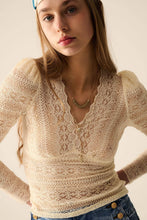 Afbeelding in Gallery-weergave laden, Q2—All Orders:Free Duties for the US,UK,and Canada - Romantic V-neck Lace Top With Long Sleeves in beige: BEIGE / M