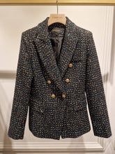 Afbeelding in Gallery-weergave laden, CHOKLATE PARIS - Multicolor tweed and sequin double-breasted blazer jacket - V2321Y: Black / 1 S - 1 M - 1 L - 1 XL