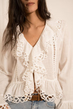 Afbeelding in Gallery-weergave laden, CHOKLATE PARIS - Ruffled cotton blouse - CK08557: White / 1S-1M-1 L