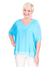 Afbeelding in Gallery-weergave laden, TINA Stephens Italy/Tees By Tina - Sasha Silk Double V-Neck Kaftan (BSS201): 100 White