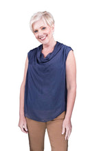 Afbeelding in Gallery-weergave laden, TINA Stephens Italy/Tees By Tina - Sarita Silk Drape Neck Top (BT212): 672 Fuchsia