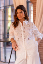 Afbeelding in Gallery-weergave laden, Attentif Paris - Solid Embroidered Cotton Shirt: Beige / Sx1 Mx1 Lx1