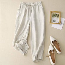 Afbeelding in Gallery-weergave laden, UZ Wholesale Store - Solid Color Elastic Waist Ramie Cotton Casual Loose Pants: CREAMY
