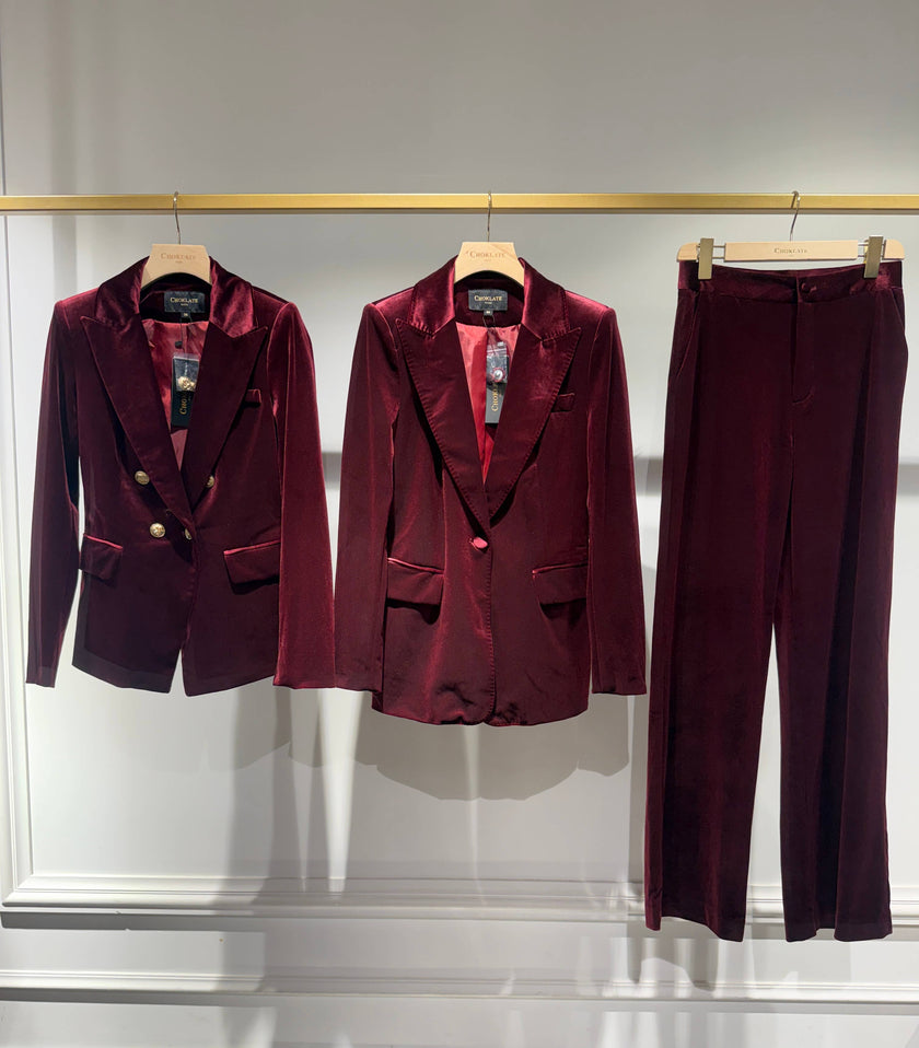 CHOKLATE PARIS - Ganny tailored jacket in velvet, single-button - V26115: Choco / 1S-1M-1L-1XL