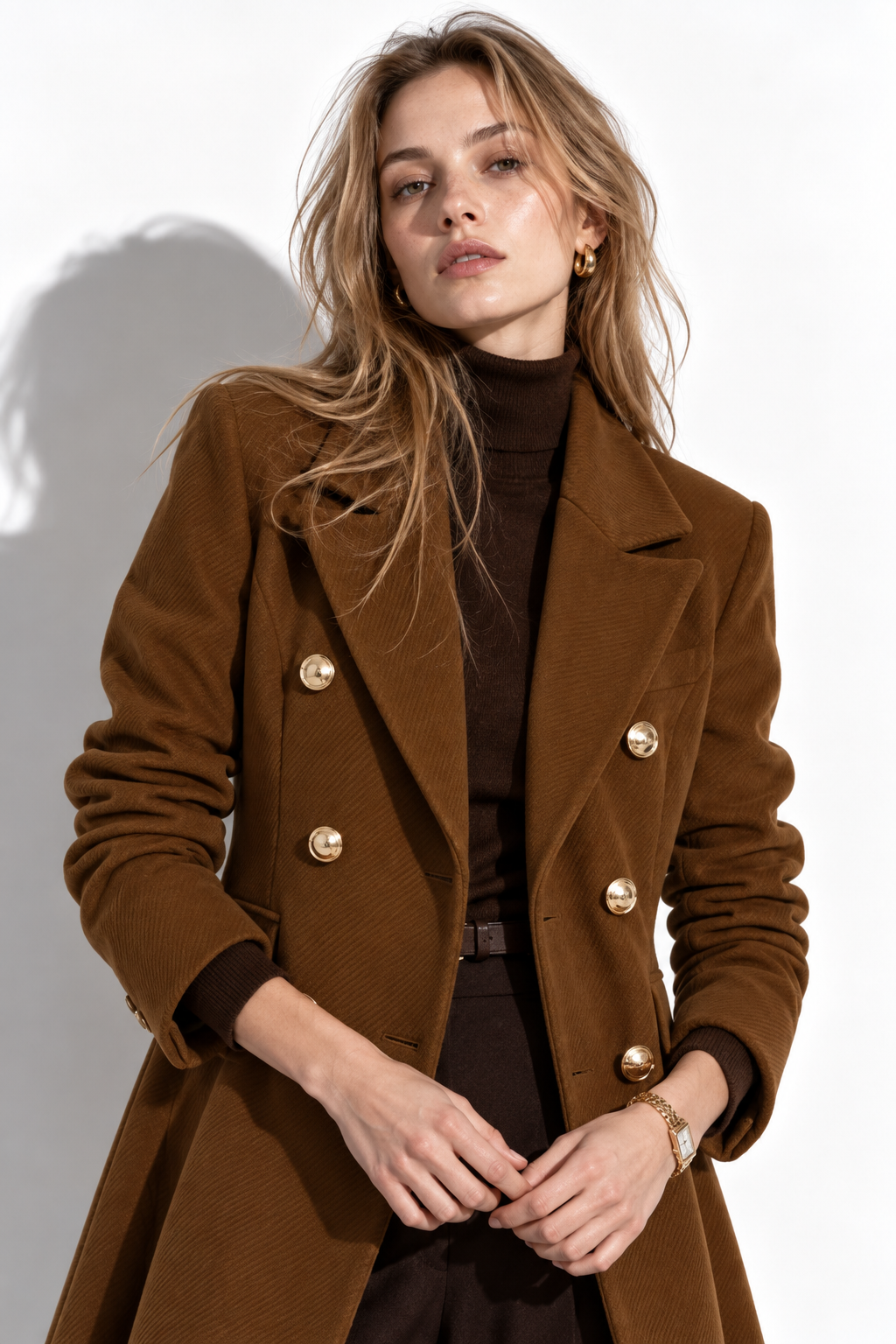 URBAN REVERSE TTMEDIA ITALY SRL - Long Double-Breasted Coat with Defined Waist | Elegant Style