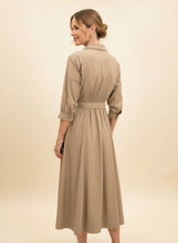 Afbeelding in Gallery-weergave laden, Acacia Paris - Long cotton dress with fitted waist - 442: Beige

