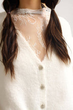 Afbeelding in Gallery-weergave laden, Q2—All Orders:Free Duties for the US,UK,and Canada - Soft Knit Sleeveless Cardigan Vest with Lace Trim: CREAM / ONE
