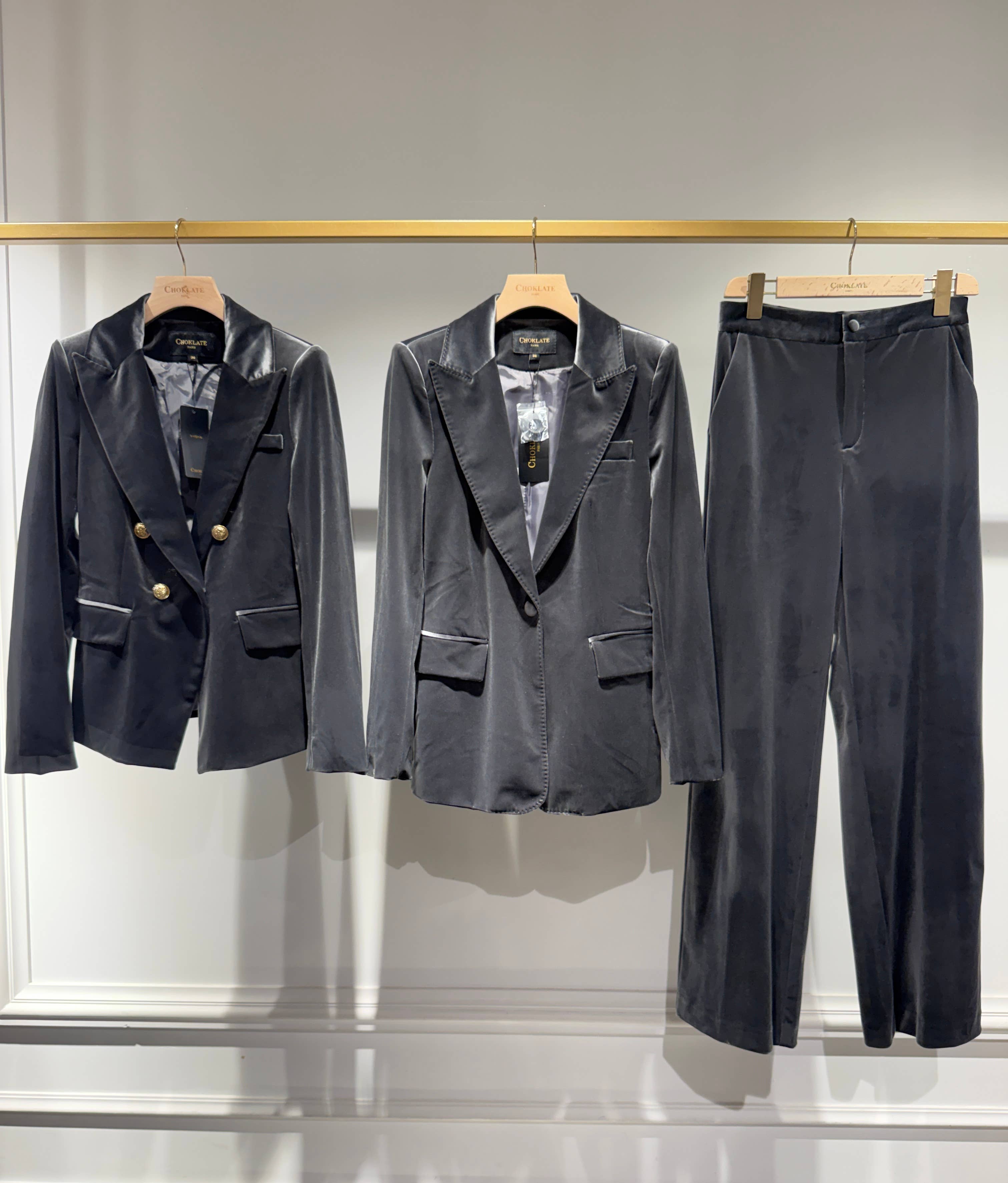 CHOKLATE PARIS - Ganny tailored jacket in velvet, single-button - V26115: Choco / 1S-1M-1L-1XL