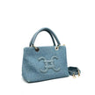 Vimoda - Straw-effect tote bag with logo and rigid handles: Sky