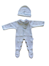 Afbeelding in Gallery-weergave laden, Cotton Socks - CT108 TRICOT JUMPSUIT SET W/ HAT AUTUMN/WINTER: White/Navy / 1/3 Months
