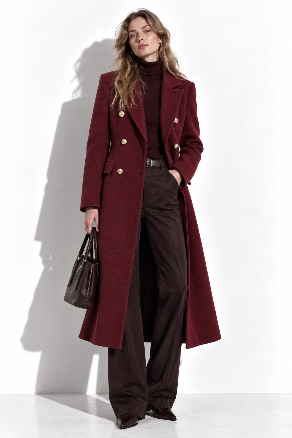 URBAN REVERSE TTMEDIA ITALY SRL - Long Double-Breasted Coat with Defined Waist | Elegant Style