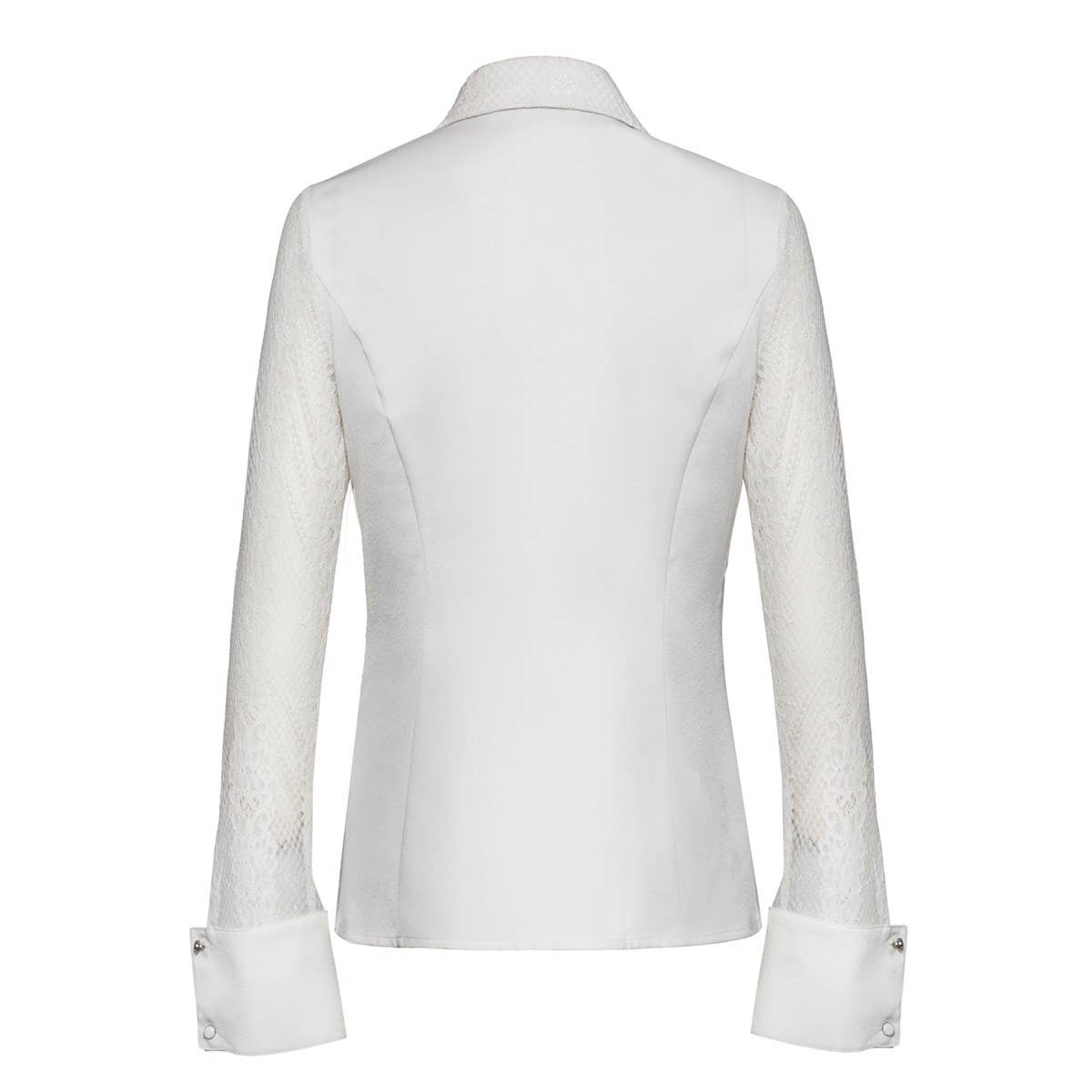 Smart and Joy - Long sleeve fitted lace blouse: White / EN 42
