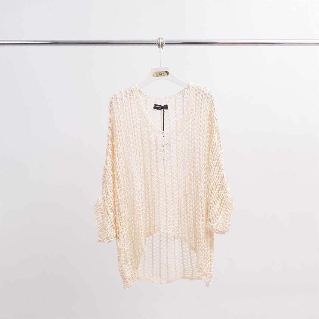 Cecile Wang - crochet knit sweater
