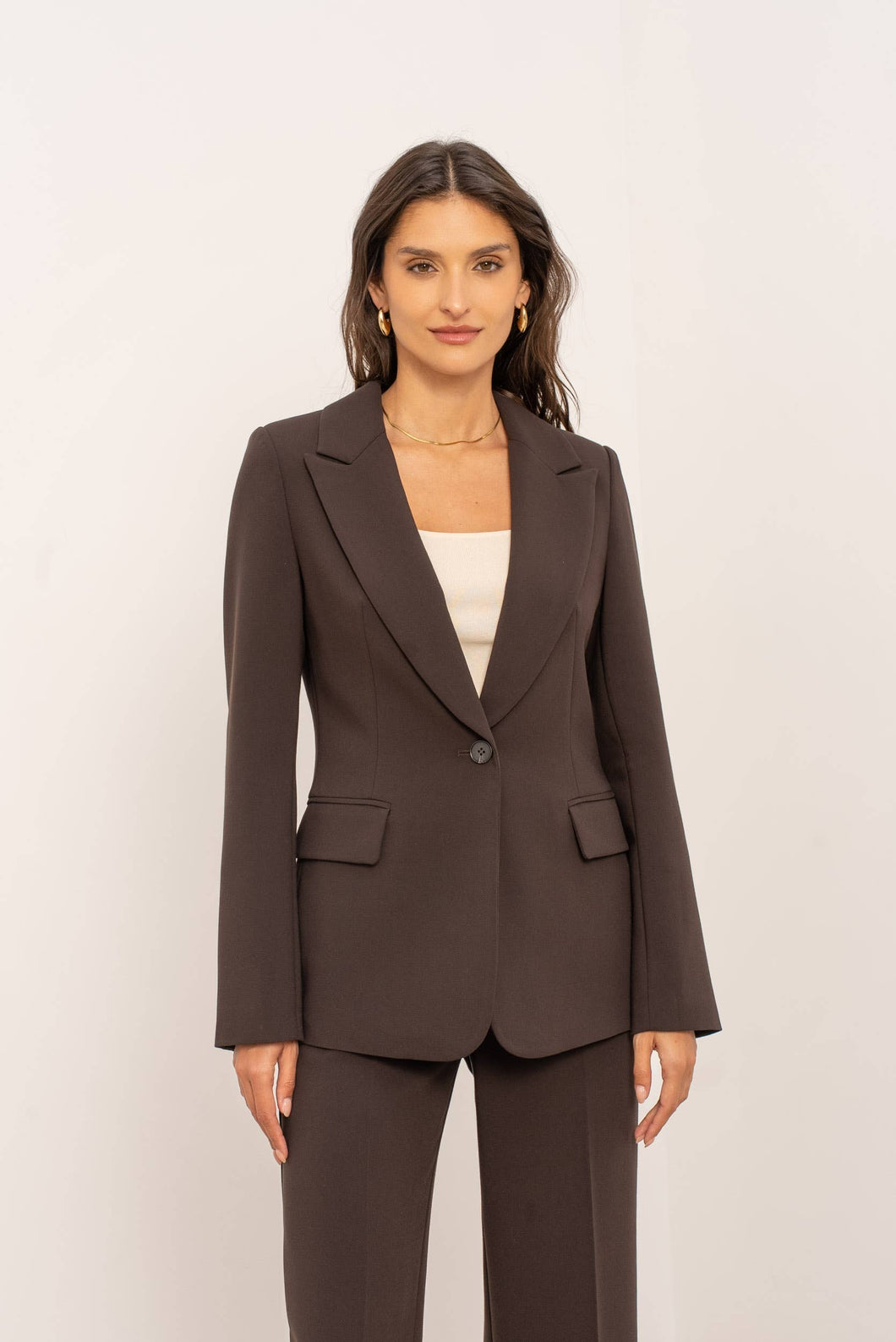 Attentif Paris - [Aura] Women's fitted blazer: Brown / Sx1 Mx1 Lx1 XLx1