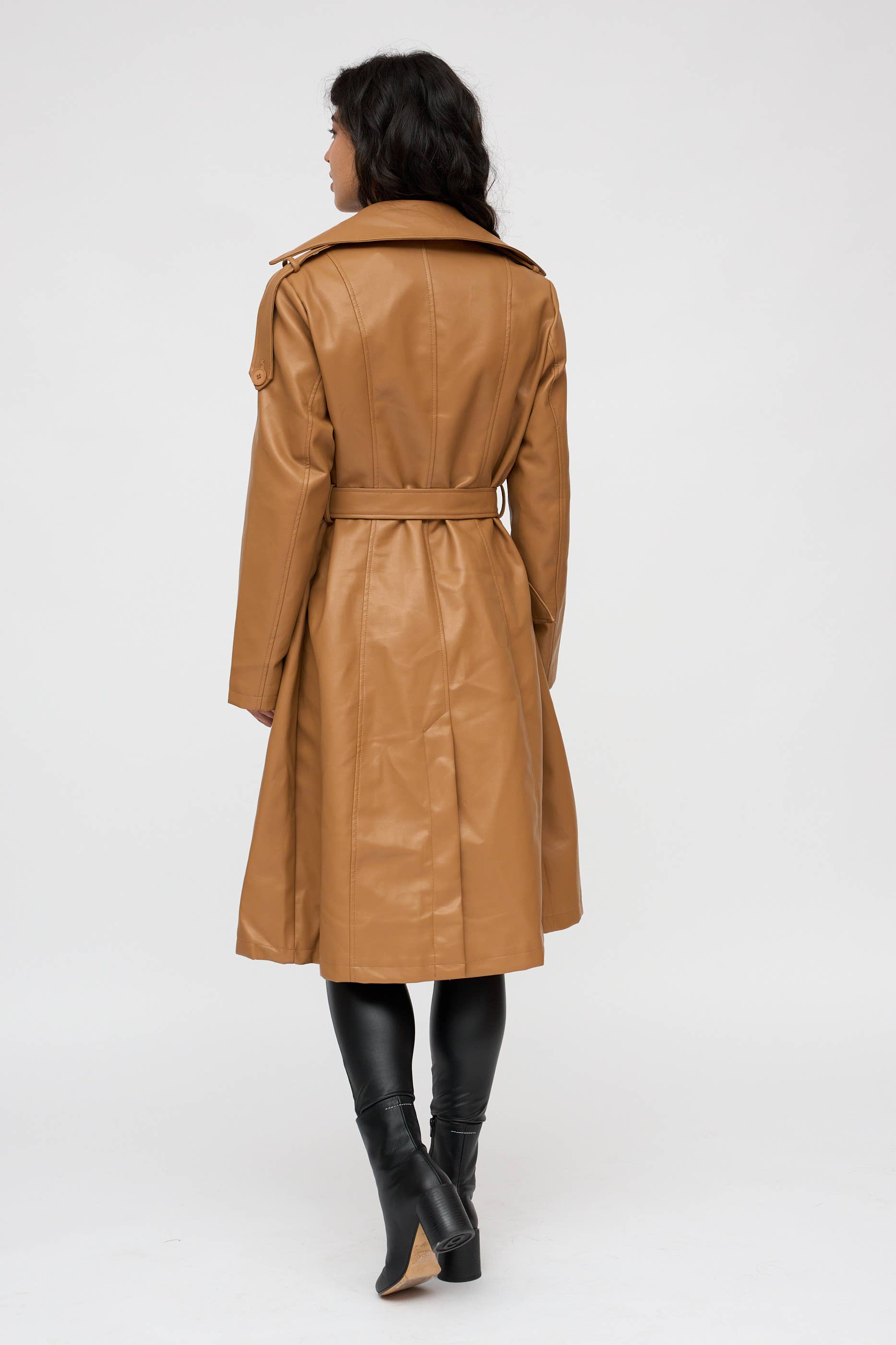 SWEET MAGIC - FAUX LEATHER TRENCH COAT: Camel