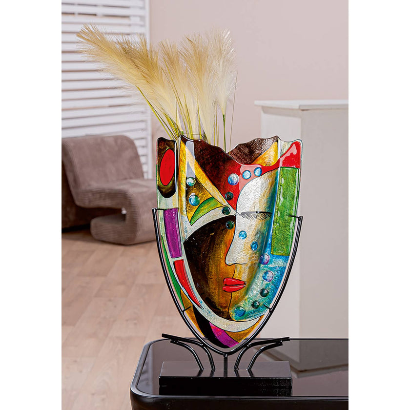 Gilde Handwerk Macrander GmbH & Co. KG - Veronique face vase, h.49 cm: Interior walls are hand painted/not waterproof / Multicoloured / Jar