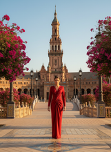 Afbeelding in Gallery-weergave laden, EMMA WU DESIGN - LONG SHINY ELASTIC RED DRESS 5047: ROJO
