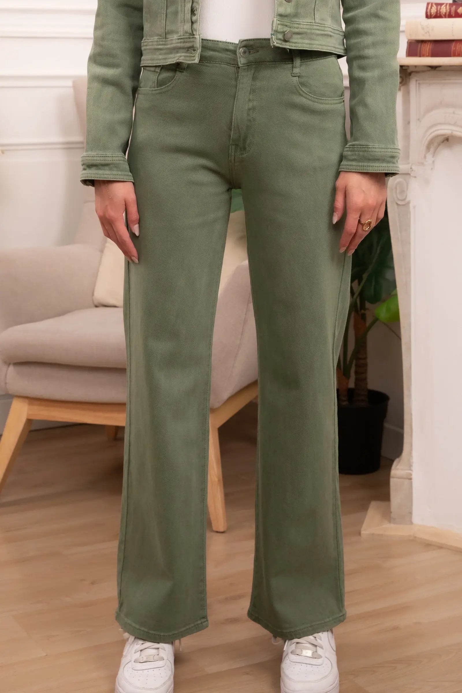 Vivid - Basic wide-leg jeans color: Light khaki / S