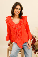 Afbeelding in Gallery-weergave laden, LÉA &amp; LUC - Linen Ruffled Shirt REF. 12186: Bleu Ciel
