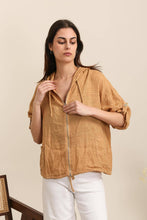 Afbeelding in Gallery-weergave laden, LÉA &amp; LUC - 100% linen zip-up jacket with hood REF. 5088: Beige
