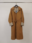 Cécile Wang - Belted trench coat with lapels and checked details CVASH5007: CAMEL