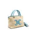 Vimoda - Straw-effect tote bag with logo and rigid handles: Sky