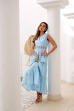 CHOKLATE PARIS - Ellie openwork cotton long dress - Sky Blue