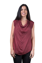 Afbeelding in Gallery-weergave laden, TINA Stephens Italy/Tees By Tina - Sarita Silk Drape Neck Top (BT212): 672 Fuchsia
