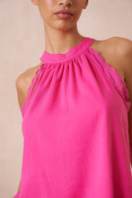 Afbeelding in Gallery-weergave laden, Attentif Paris - Top with bow neckline containing linen: Fuchsia / Sx1 Mx1 Lx1
