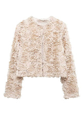 Afbeelding in Gallery-weergave laden, DE VAVE - Floral Cropped Jacket: BEIGE
