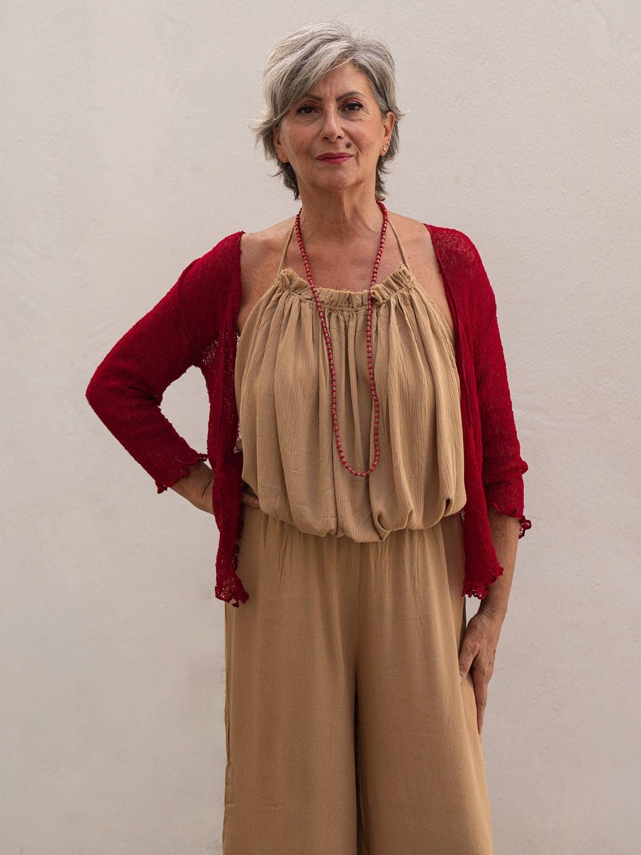 Bijondo - Amelia rayon short mesh cardigan: Greening / One size
