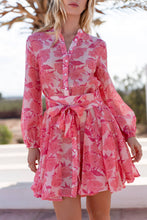 Afbeelding in Gallery-weergave laden, CHOKLATE PARIS - Sonia skater dress printed in silk tencel: Candy pink

