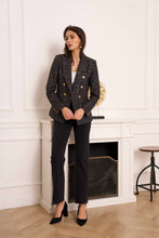 Afbeelding in Gallery-weergave laden, CHOKLATE PARIS - Multicolor tweed and sequin double-breasted blazer jacket - V2321Y: Black / 1 S - 1 M - 1 L - 1 XL
